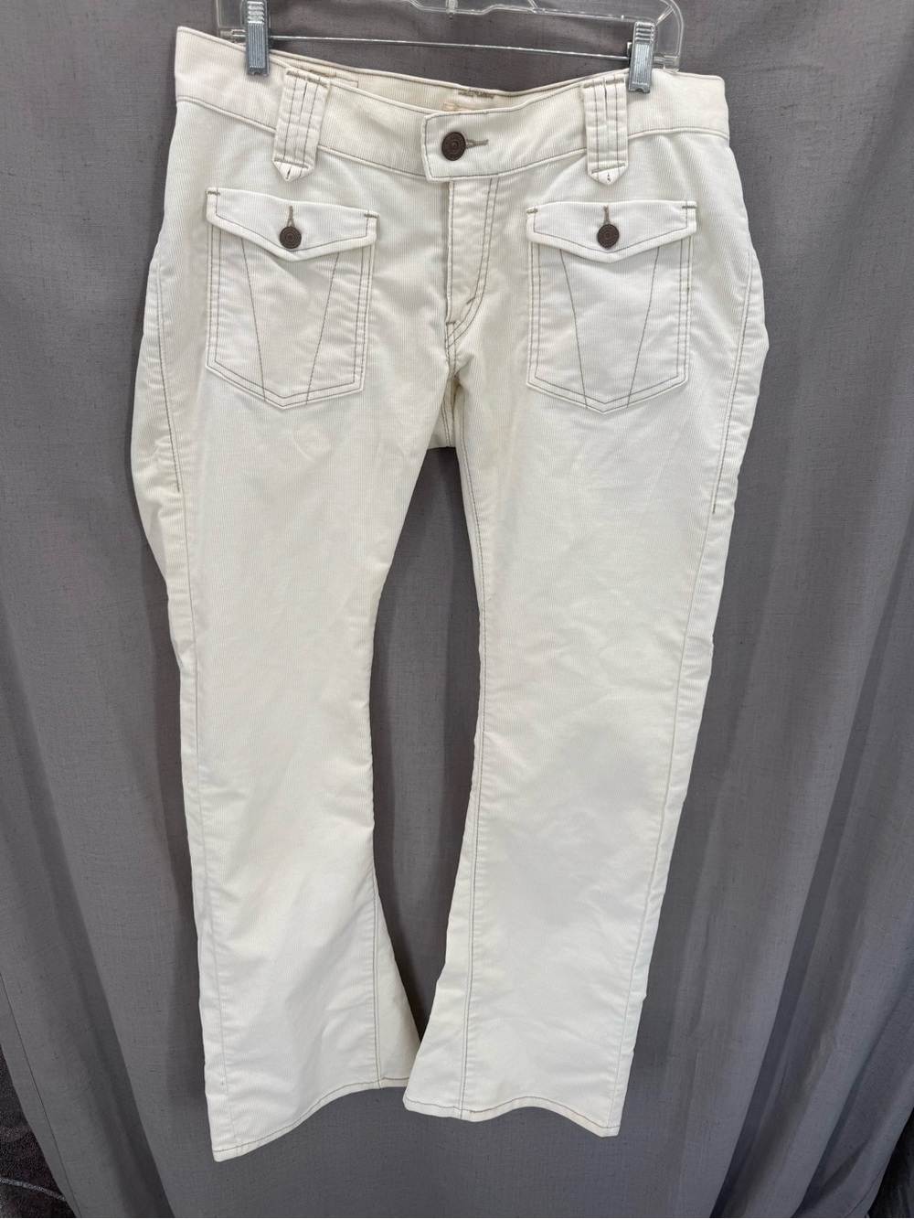 Levi’s Vintage Y2K 504 Slouch Flare White Corduroy Low Rise Jeans 13M